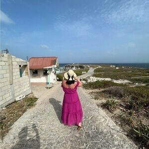 Hot pink boho ruffle dress